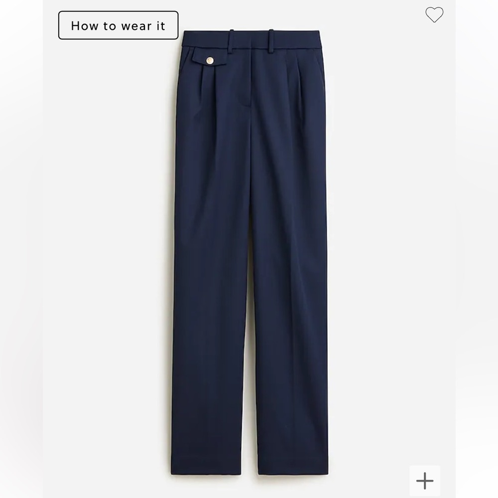 NWT J Crew wool twill navy pant, 8 - Picture 3 of 5